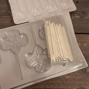 Girl Scouts Logo Lollipop Molds + Heart & Shape Molds + Sticks - Lot of 6 trays